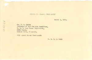 Telegram from W. E. B. Du Bois to Kansas City Council of Social Workers