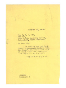 Letter from W. E. B. Du Bois to J. G. W. Cox