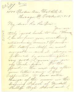 Letter from Mildred Bryant Jones to W. E. B. Du Bois