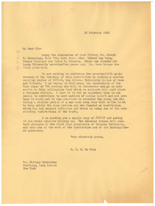 Letter from W. E. B. Du Bois to Whitney Kernochan