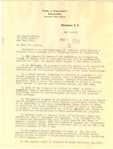 Letter from Thomas J. Calloway to W. E. B. Du Bois