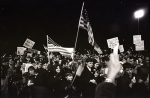 Young Americans for Freedom pro-Vietnam War demonstration, Boston Common: Shot of crowd.