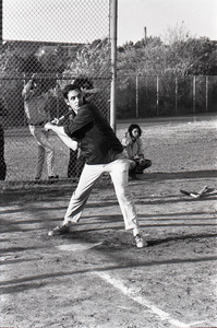 Boston Phoenix vs. WBCN staff softball game: man batting