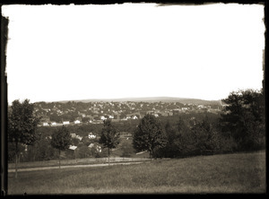 Birdseye view overlooking unidentified town (not Swift River Valley)