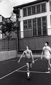 Teenagers playing basketball at Lo Presti Park