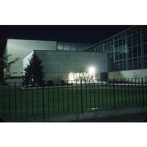 Entrance to Cabot Gym, May 1955; night view