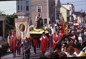 Saint Anthony statue in procession
