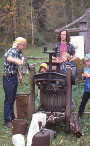 Cider-pressing at October, 1977 Hopkins Forest Harvest Festival.