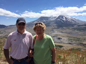 My husband and I at Mount Saint Helens