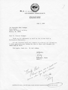 Letter from Raymond L. Flynn to Paul Tsongas