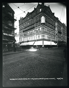 Buildings on east side Washington Street corner Kneeland Street east side