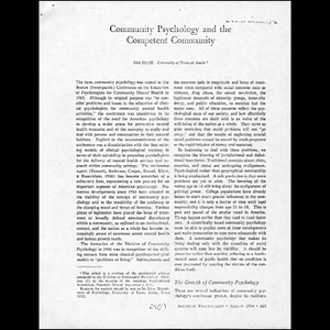Community psychology and the competent community.