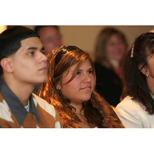 Nadia Alvarez listens in the audience at a Torch Scholars event