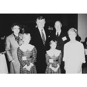 Ted Kennedy poses with the Ryder family at the library groundbreaking