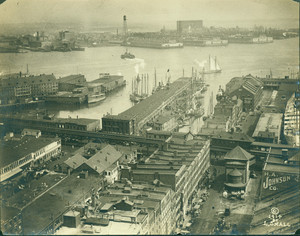 Aerial view of T-Wharf, Boston, Mass., 1914