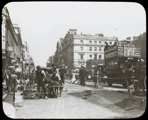 Laborers work on a London street