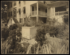 Exterior view of home with garden, Dorothy Ellis house, Haddam, Conn.
