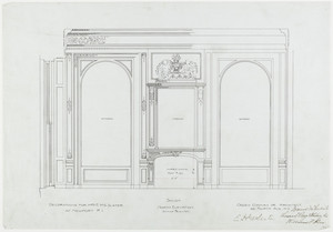 Salon elevation, north (fireplace), 3/4 inch scale, residence of E. H. G. Slater, "Hopedene", Newport, R.I., (1898) 1902-3.