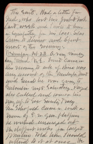 Thomas Lincoln Casey Notebook, September 1889-November 1889, 57, the east. Had a letter from Ned
