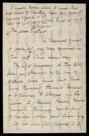 Thomas Lincoln Casey to General Silas Casey, September 2, 1873