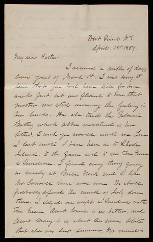 Thomas Lincoln Casey to General Silas Casey, April 18, 1859 - Digital ...