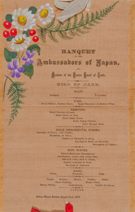 Banquet to the Ambassadors of Japan, by Members of the Boston Board of Trade: Bill of Fare