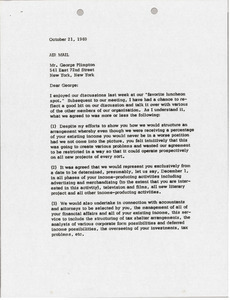 Letter from Mark H. McCormack to George Plimpton