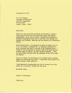 Letter from Mark H. McCormack to Paul Thayer