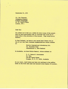 Letter from Mark H. McCormack to Ian Chapman