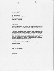 Letter from Mark H. McCormack to Ernie Jones