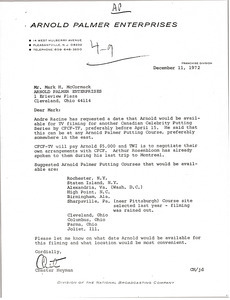 Letter from Chet Heyman to Mark H. McCormack