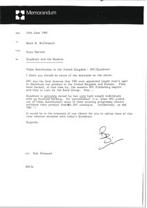 Memorandum from Buzz Hornett to Mark H. McCormack