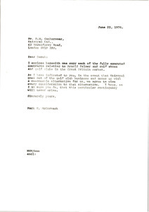 Letter from Mark H. McCormack to D. W. Gankerseer