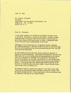 Letter from Mark H. McCormack to Maurico Urdaneta