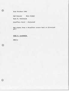 Memorandum from Mark H. McCormack to Bud Stanner and Hans Kramer