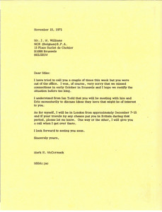 Letter from Mark H. McCormack to J. M. Williams