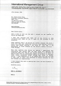 Letter from Mark H. McCormack to Pierre Alain Blum