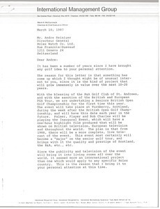 Letter from Mark H. McCormack to Andre Heiniger