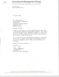 Letter from Ayn Robbins to Lyle Hartley