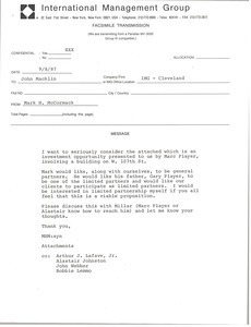 Fax from Mark H. McCormack to John Macklin
