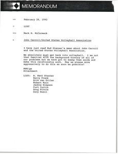 Memorandum from Mark H. McCormack to list