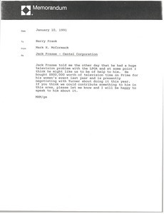 Memorandum from Mark H. McCormack to Barry Frank