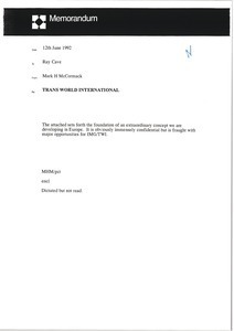 Memorandum from Mark H. McCormack to Ray Cave