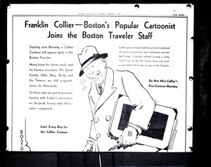 Franklin Collier, Boston's popular cartoonist, joins the Boston Traveler staff
