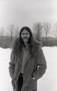 Bruce Geisler: half-length portrait, standing in the snow