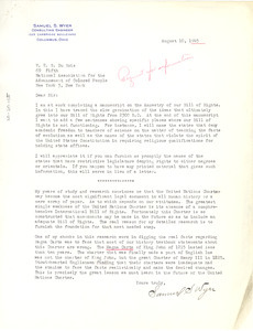 Letter from Samuel S. Wyer to W. E. B. Du Bois