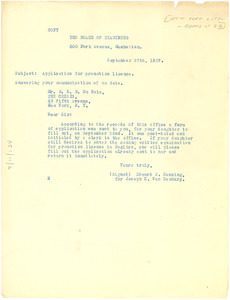 Letter from New York Board of Education to W. E. B. Du Bois
