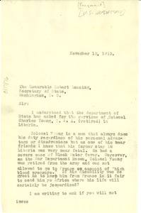 Letter from W. E. B. Du Bois to United States Department of State [fragment]