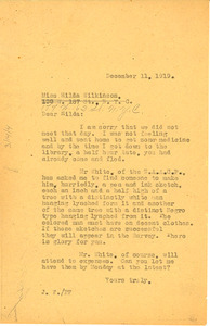Letter from Jessie Fauset to Hilda Wilkinson