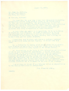 Letter from W. E. B. Du Bois to James P. Warbasse